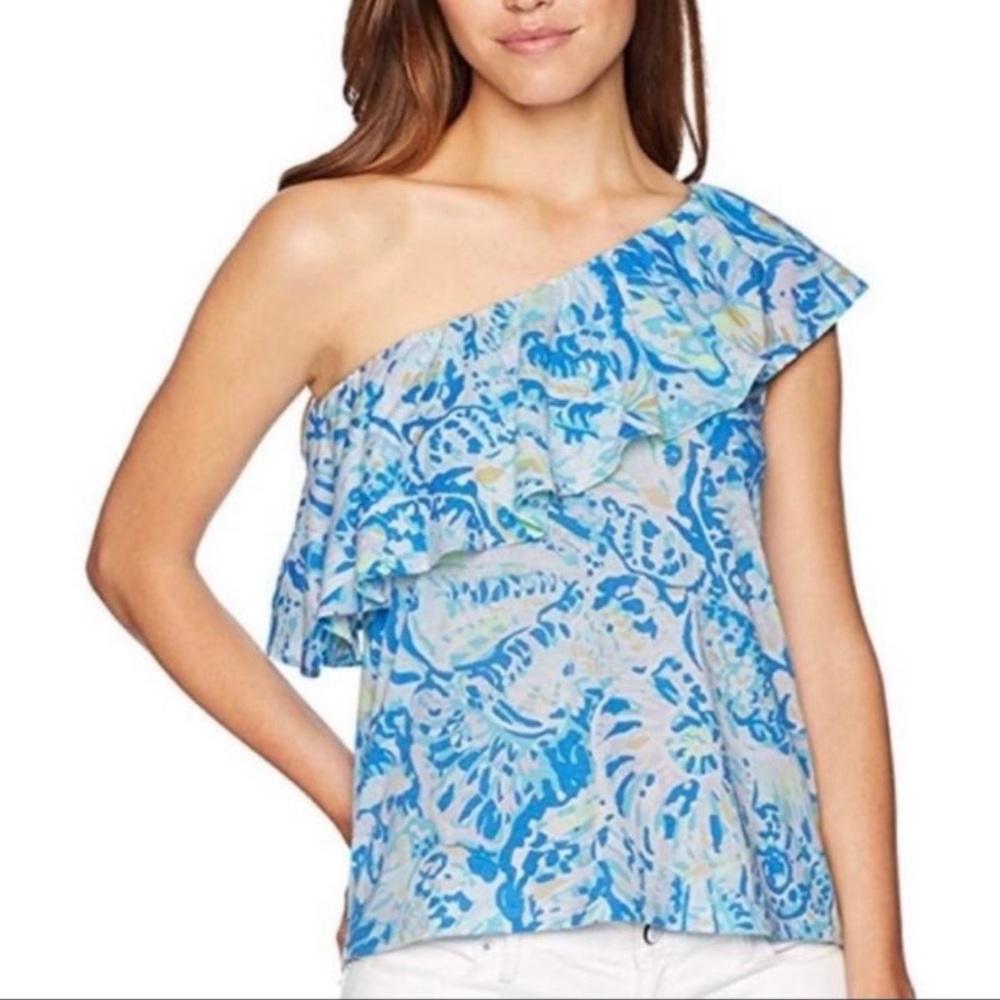 Lilly Pulitzer Matteo Top in Bennet Blue Salty Seas in Large size